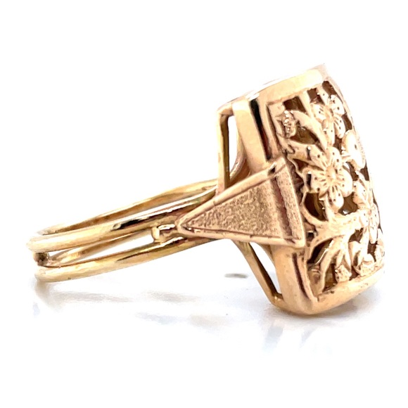 Ming’s Hawaii Bird on a Plum Blossom Tree Cutout 14K Square Ring - Picture 5 of 11